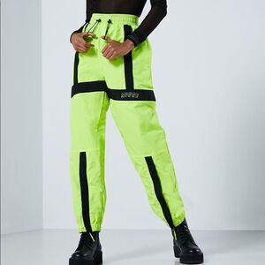 NICCE Billie Style Neon Yellow Black Track Pants and Turtleneck Top 90’s NWT